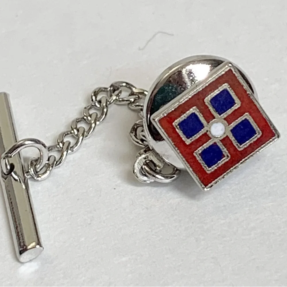 vintage red, white, and blue patriotic enamel geometric tie tack